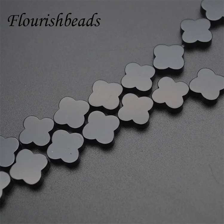 Flourishbeads Natural Gemstone 12mm Flower Clover Shape Onyx Stone Loose Beads