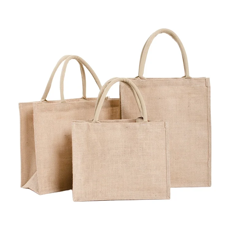 

2020 Good Quality Burlap 100% Jute Tote Bag Custom Logo Shopping Bag