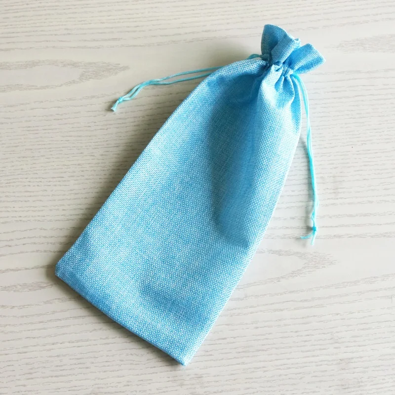 
Drawstring Wine Champagne Bottle Cover Bags Wedding Party Package Gift Bags Jute Burlap Bottle Bags 