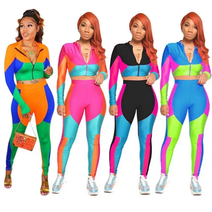 

2020 Fall Fashion Popular Sports Suit Skinny 2 Piece Women Sweatsuit Sets