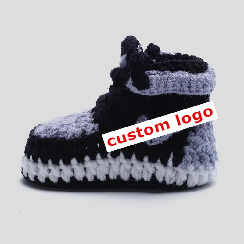 

Custom Design and Logo Baby Crochet Knitted Sneakers Breathable Handcrafted Prewalker Crochet Baby Shoes