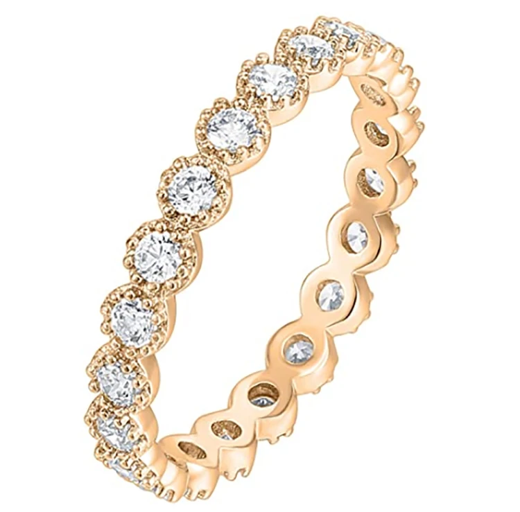 

Modern Fashion Gold Plated Cubic Zirconia Ring Pattern Edge Women Jewelry Ring