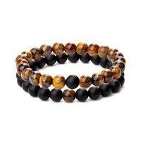 

Loftily Jewelry New Men Women 8mm Tiger Eye Stone Beads Couple Bracelet Yinyang Natural Stone Yoga Bracelet