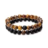 Loftily Jewelry New Men Women 8mm Tiger Eye Stone Beads Couple Bracelet Yinyang Natural Stone Yoga Bracelet