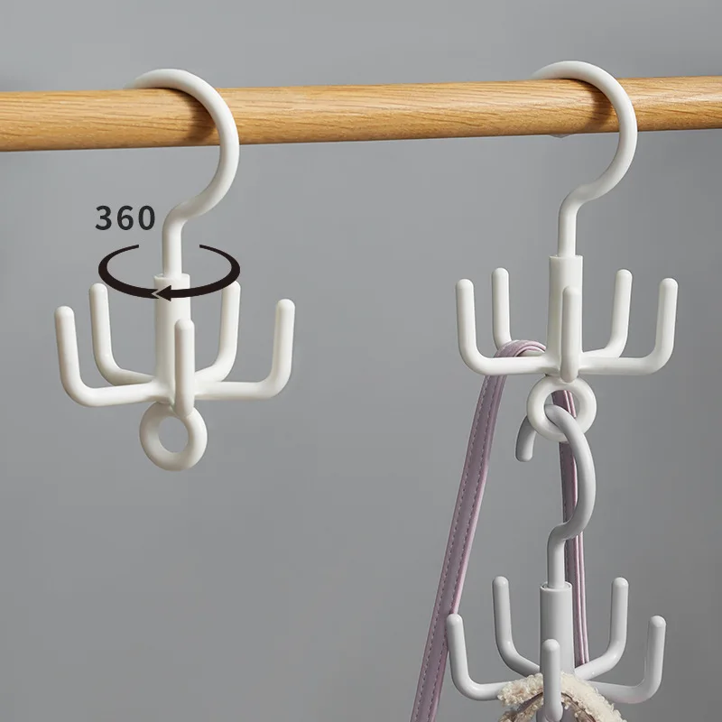 

Belt Hanger Scarf Tie Rack Holder Hook for Closet Organizer 360 Degree Rotating, White;grey