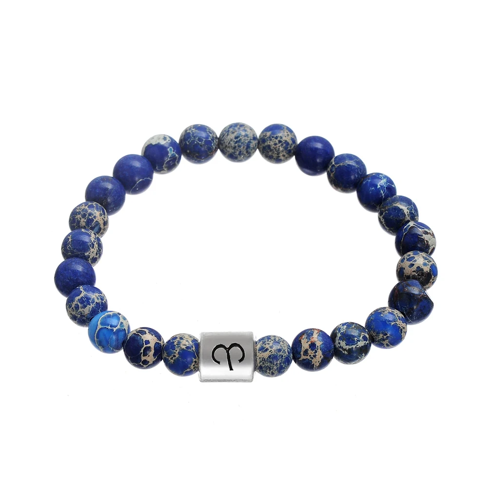 

jewelry gift matte howlite symbol natural stones beaded zodiac Sagittarius bracelet elastic thread handmade women bead bracelets, Blue