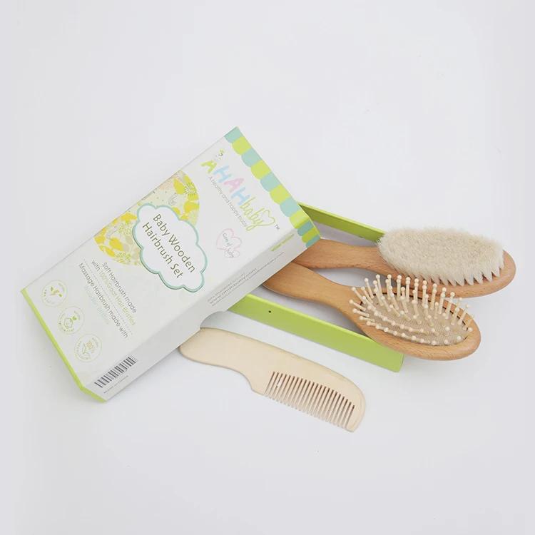 

3-Piece Wooden Baby Hair Brush and Comb Set for Newborns and Toddlers | Bebes Accesorios bebes kids baby