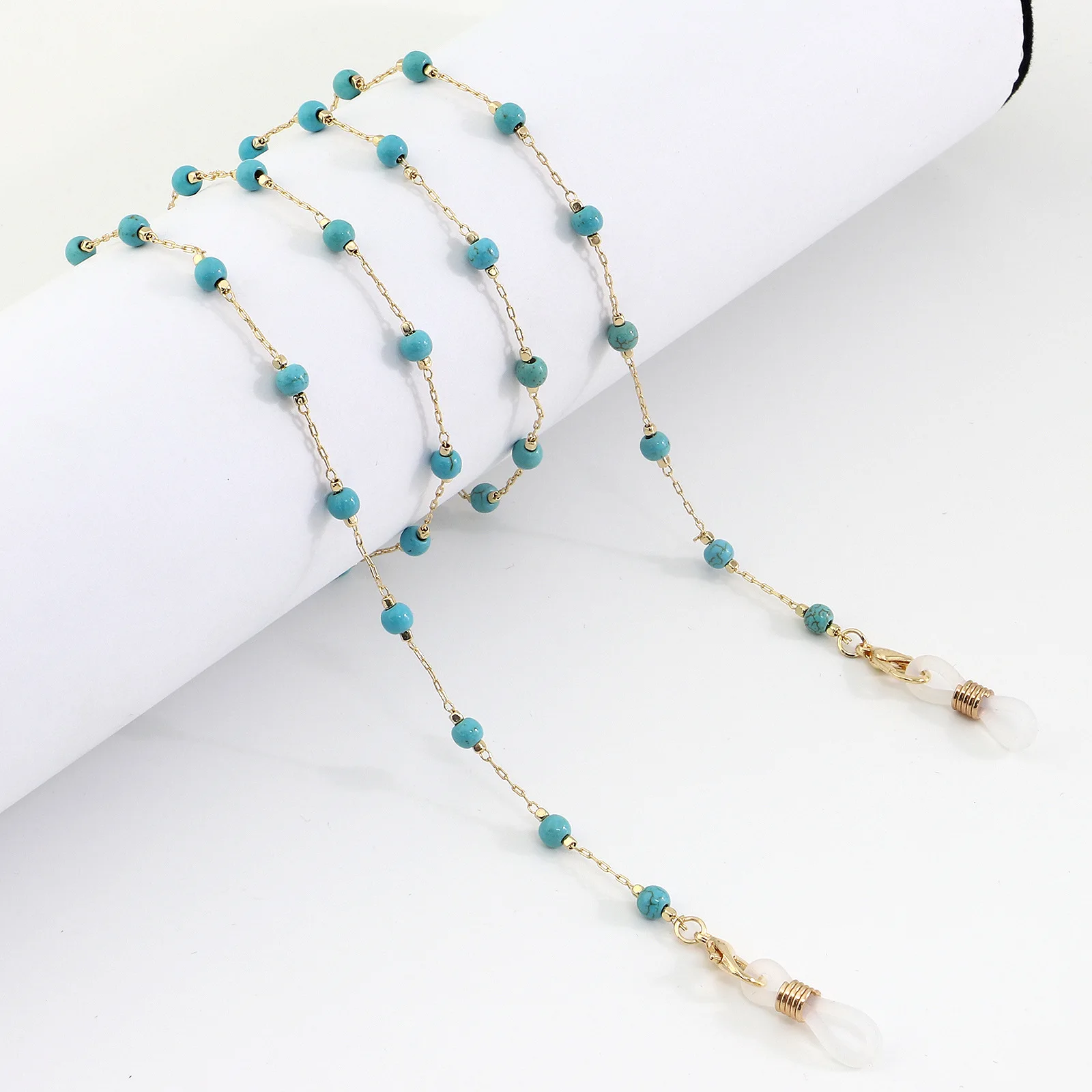 

Natural Turquoise Stone Ball Beads Sunglasses Spectacles Women Eyeglass Reading Glasses Accessories Holder Strap String Chains