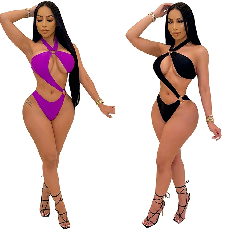 

Sexy Low Waist Plus Size Bikini Ladies Swimwear Wholesale 2021 New Women's Beachwear Open Back One-Piece Swimsuit, Customized color