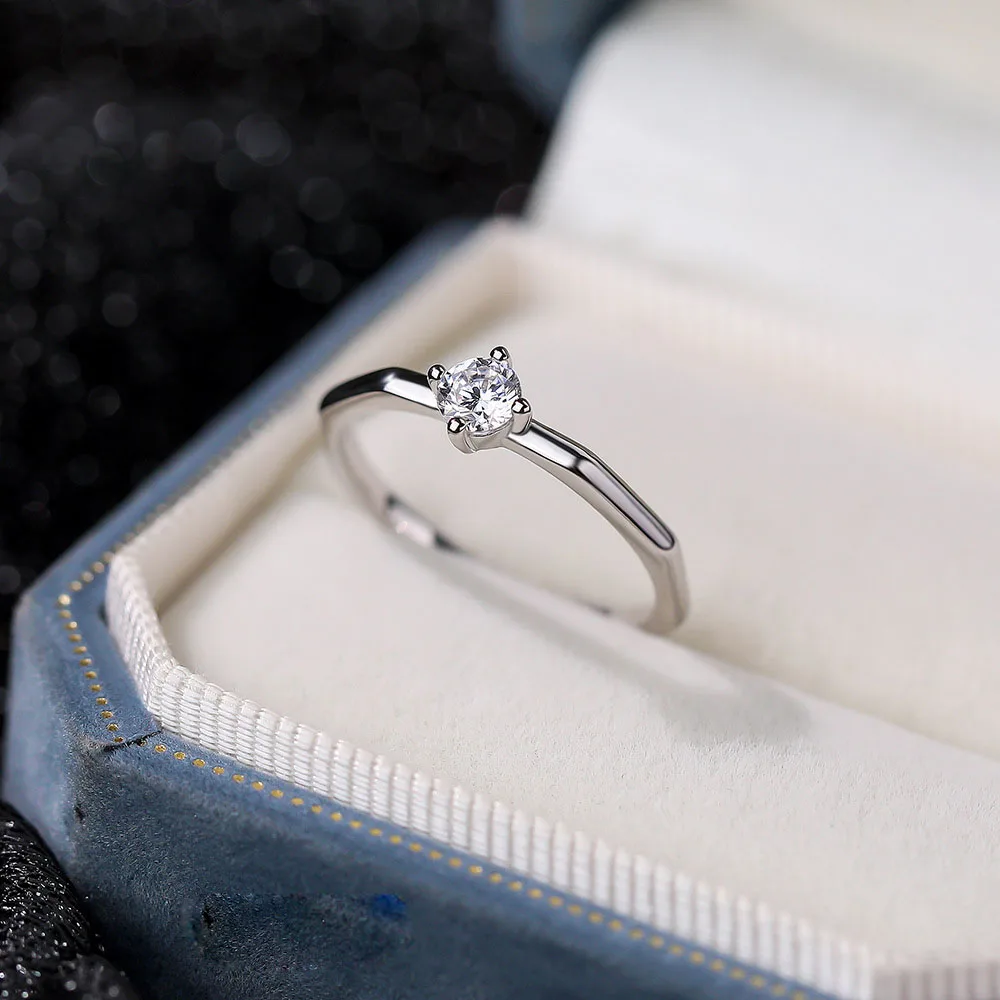 Super Flash Four Claw Zircon S925 Sterling Silver Open Finger Rings for Valentine's Day Gift Jewelry Wholesale YB-XY-395