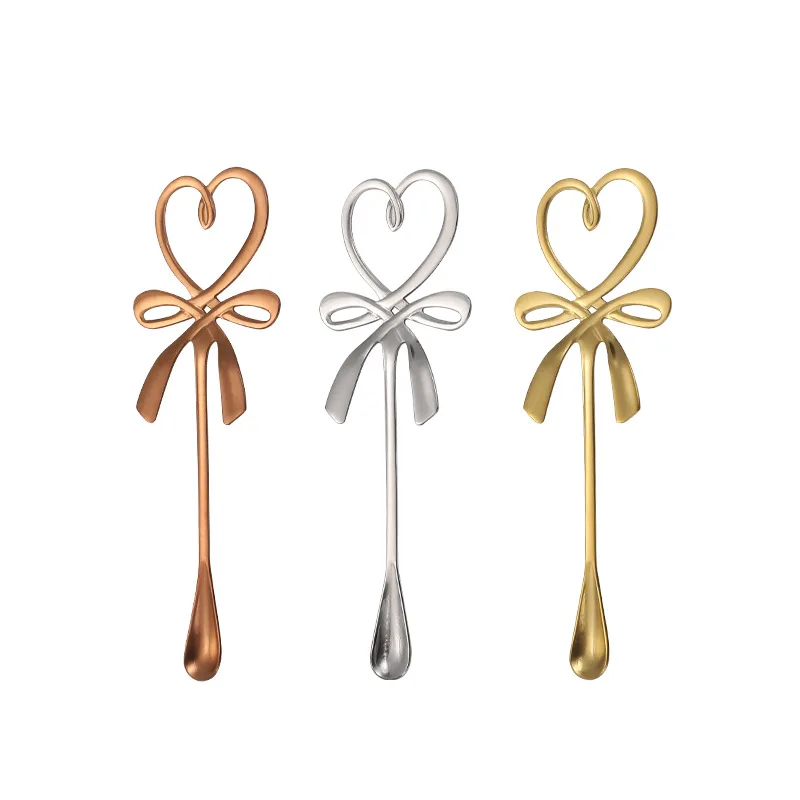 

2021 Hot Sale 304 Stainless Steel Creative Gold Bow Coffee Spoon Music Bar Gift Spoon, 3 colors