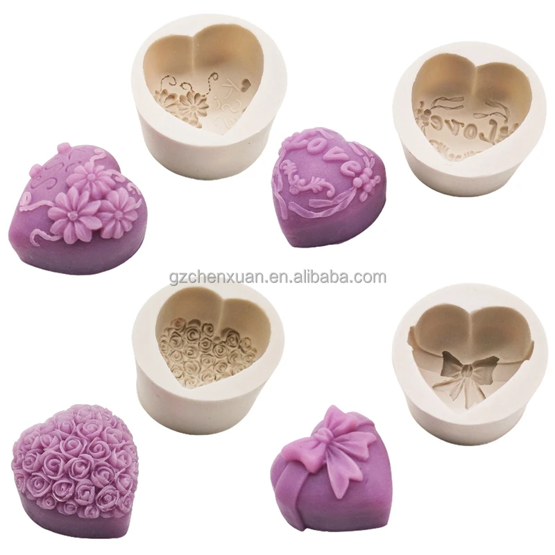 

Lovely Heart Silicone Soap Mold Flower Rose Diy Form Fondant Soap Making 3d Handmade Decorating Mould Handmade Drop Glue Mold, Customized color