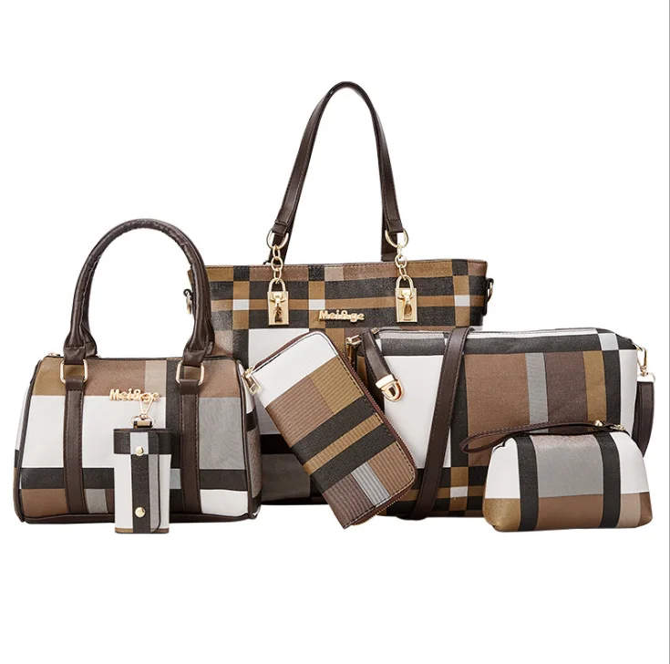 

Hot sell handbag 2020 women cross body bag ladies shoulder bag 6 set women hand bags, Brown/blue/red/orange/ grey