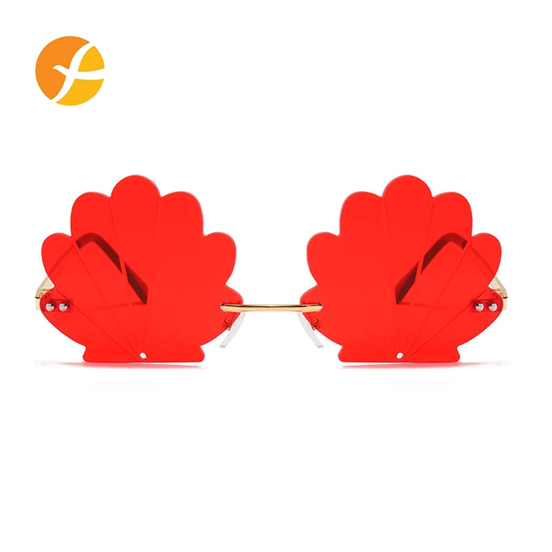 

2021 New Sunglass Metal Frame Shell Shaped Women Shades Sunglasses With Candy Color Lens