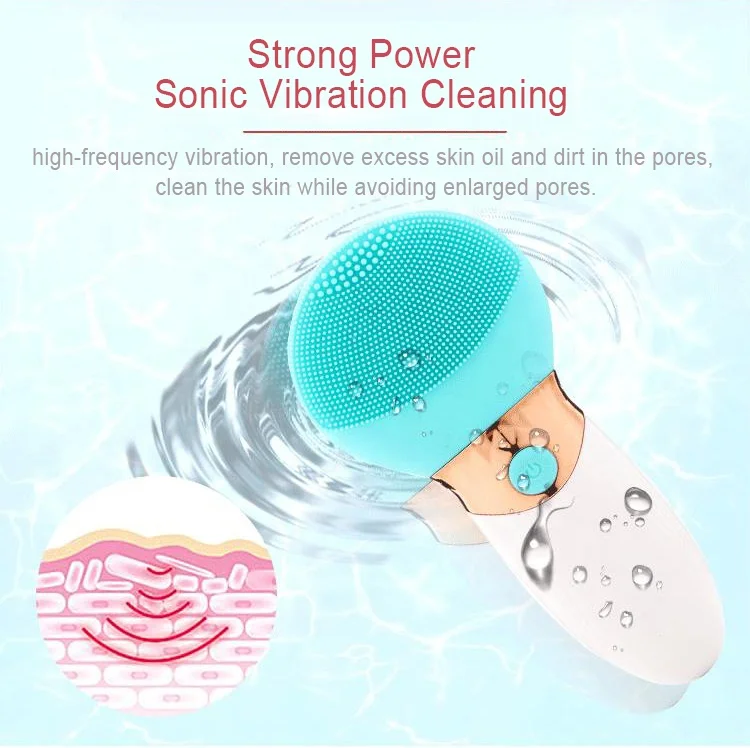 

2021 High Quality 2 in 1 Beautiful Pore Cleanser Altrasonic Electric Waterproof Sonic Facial Cleansing Spin Brush Set With 60ml, Blue / pink/ green