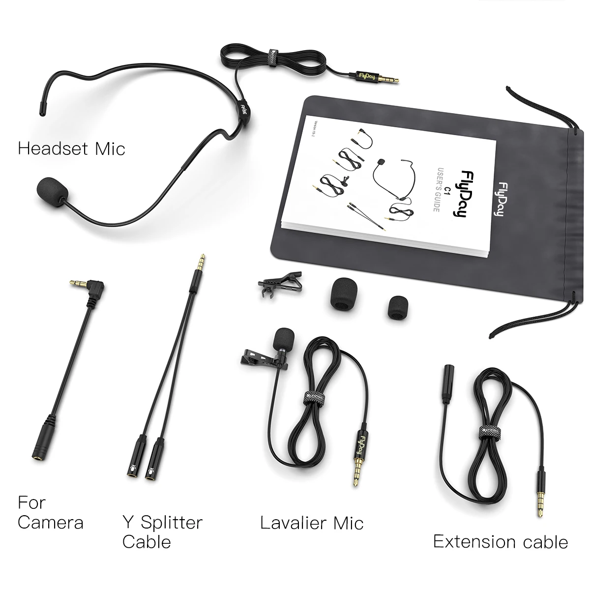 

OEM Lavalier Headset Camera Recording Smartphone Interview Microphone C1