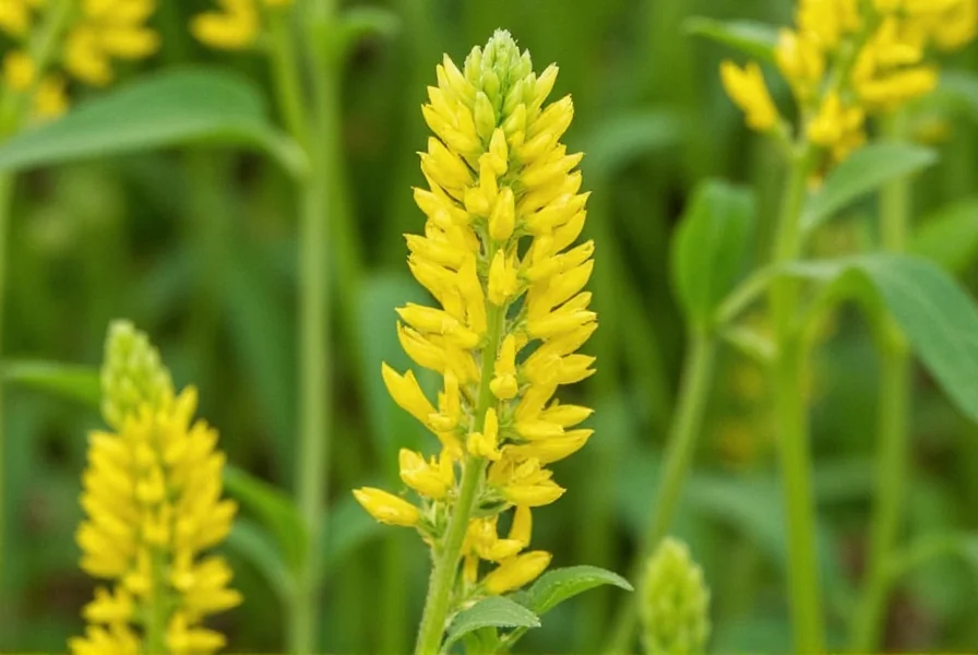 Close-up comparison of yellow sweet clover and white sweet clover flowers showing color differences