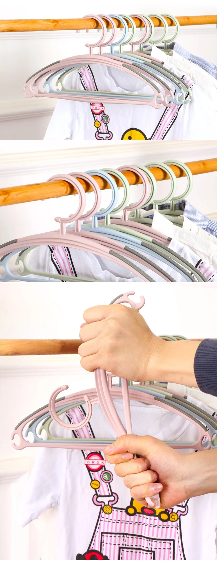 Non slip plastic baby cloth hangers, hanger for kids clothes printed logo