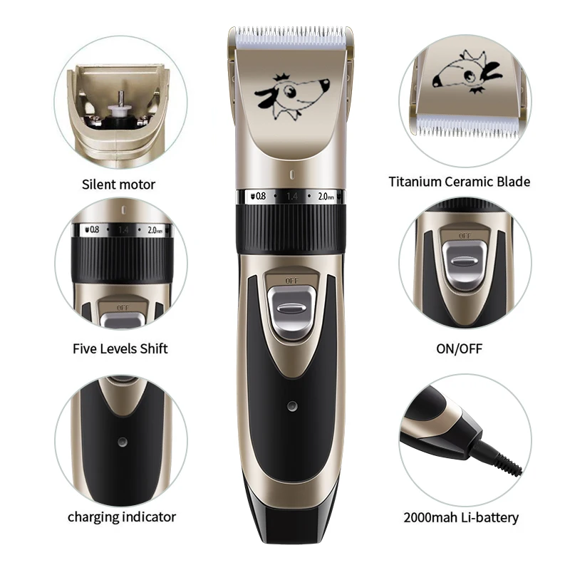 

Special Pet Hair Clippers Grooming Dog Clippers Blades cordless Strong power Dog Clippers Set, Luxury gold/rose gold