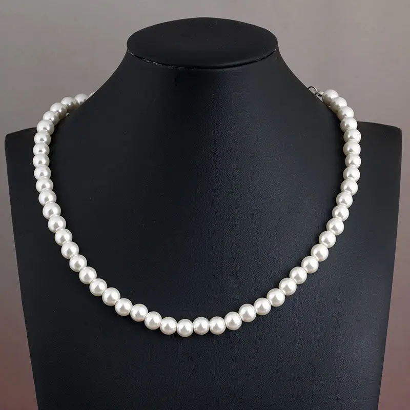 Hot Sale Popular Pearl Pendant Elegant Necklaces 6MM 8MM 10MM 12MM Charm Pearl Necklace Jewelry for Women and Men