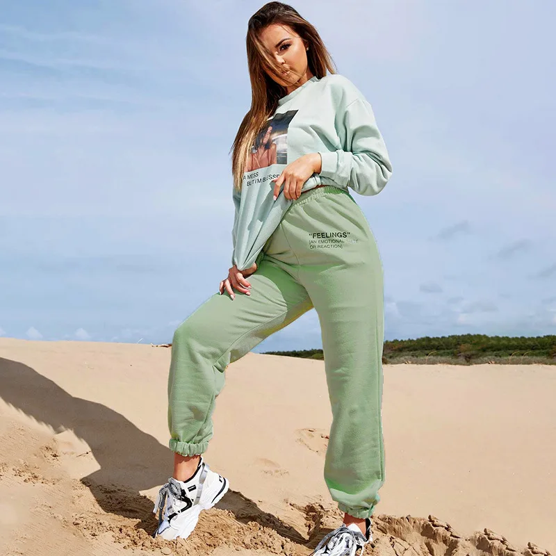 

wholesale Drawstring women sweatpants soft sports wear high street women custom sweatpants