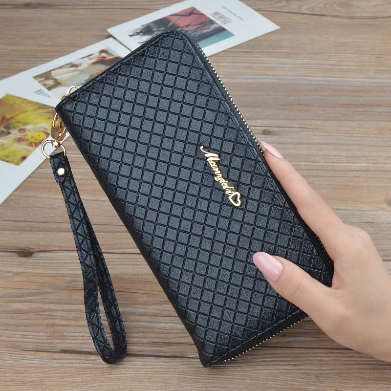 

Factory direct 2020 new wallet ladies long fashion zipper large capacity Japan and South Korea clutch bag wallet, Purple, black, pink, rose red, gold