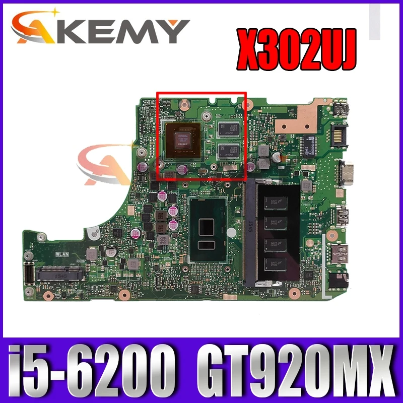 

X302UJ i5-6200 CPU 4G RAM GT920MX 2GB mainboard For ASUS X302U X302UJ X302UA/UJ laptop motherboard 90NB0BM0-R00020 Tested