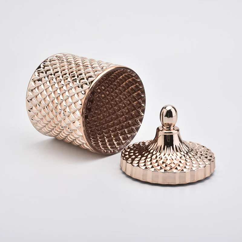 Luxury Rose Gold Christmas Candle Jar Glass With Lids