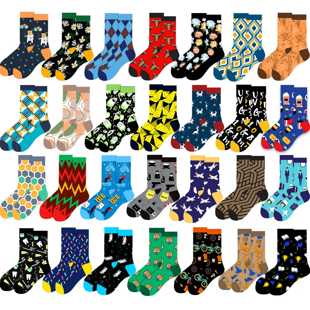 

Custom socks logo designer famous brands cotton happy funny novelty crew men's socks, Solid color