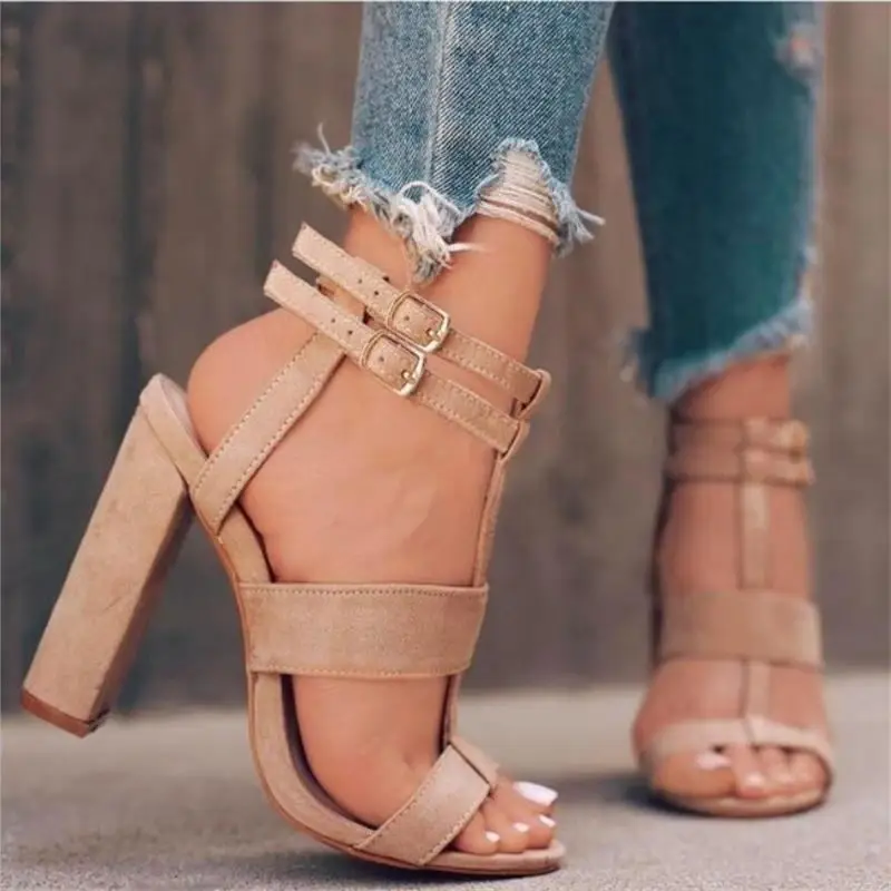 

2021 Summer Fashion Open Toe Buckle Straps Women High Heels Sandals