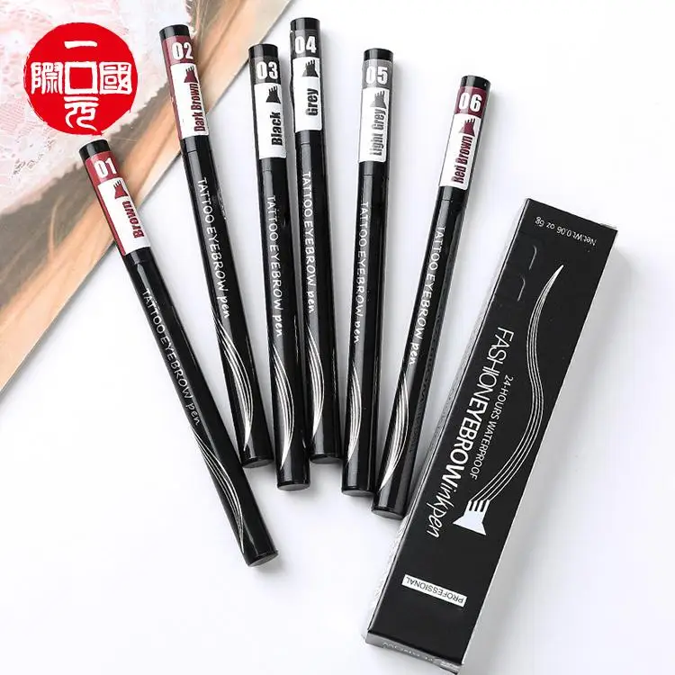 

One dollar Hot selling four headed eyebrow pencil waterproof sweatproof non-fading black brown liquid eyebrow pencil