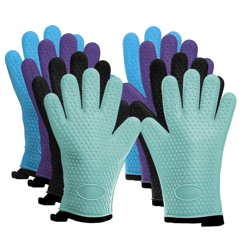 

New hot selling silicone insulated gloves kitchen baking oven insulation anti scalding thickened heat-resistant gloves