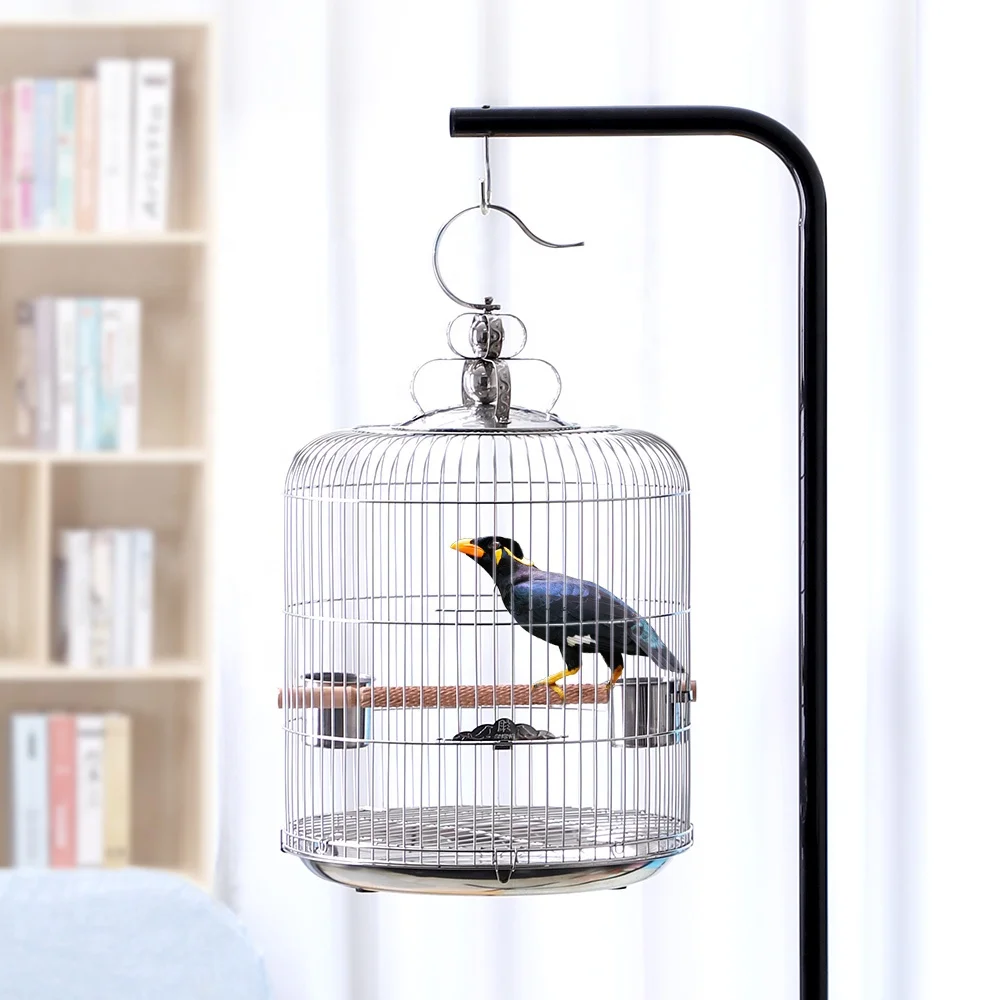 

Travel breathable small pet bird carrier favor cage for bird parrot round stainless steel smal large big birds cages