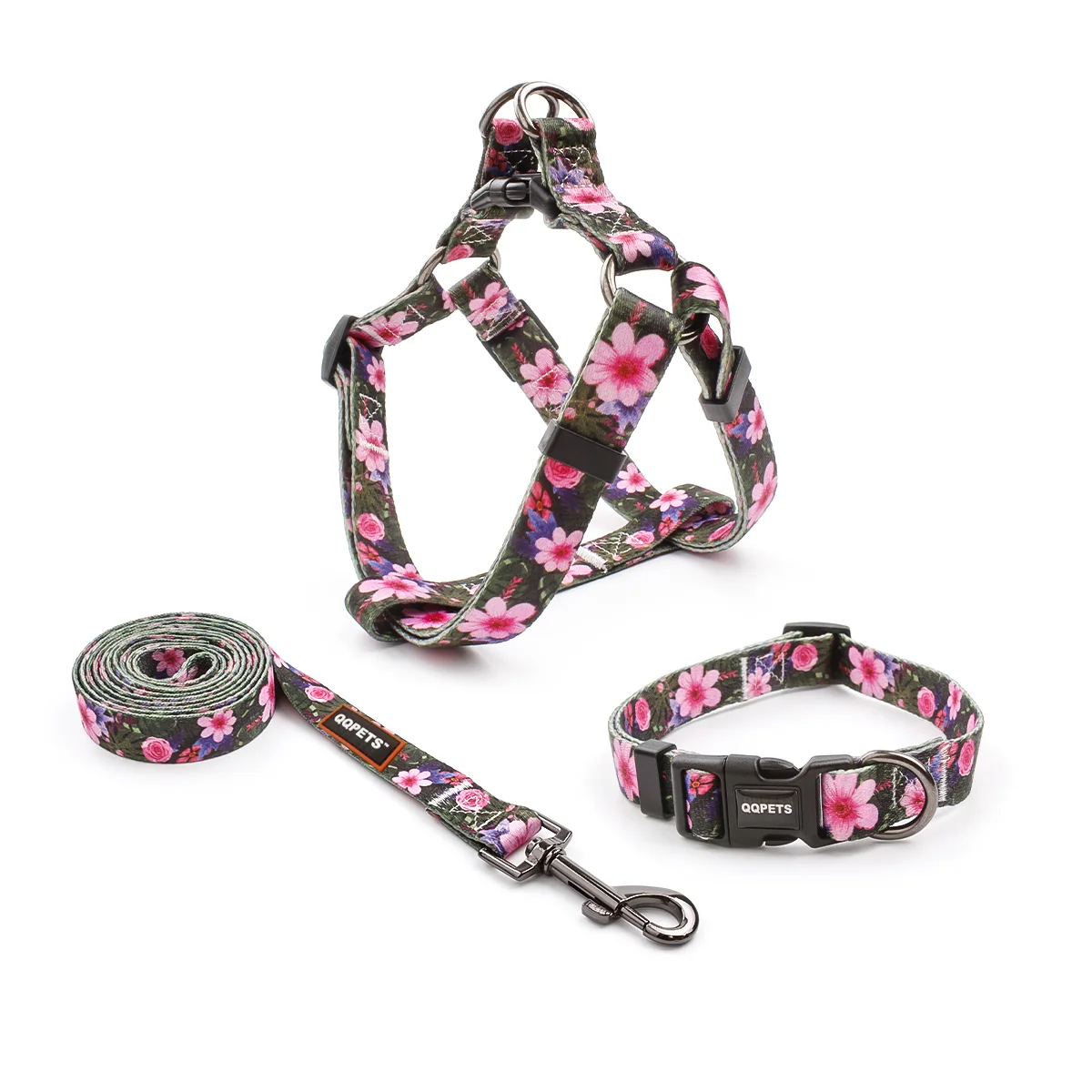 

Oem Custom Popular Adjustable pet dog leash collar harness sublimation print logo custom