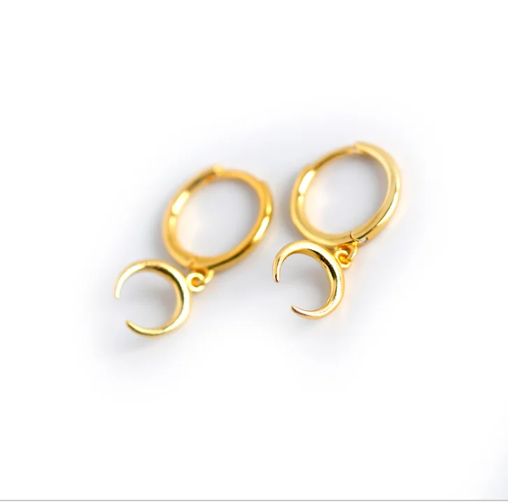 

Popular Women Jewelry Earrings Hoop S925 sterling silver geometric moon crescent earrings, 18k gold
