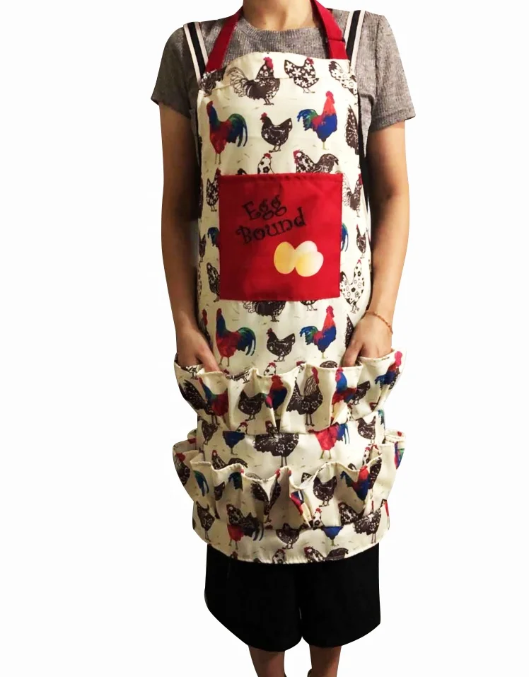 

SunYue Canvas Chicken Egg Collecting Apron with 15 Pockets 3D Kitchen Bust apron Egg Apron, Can be customized