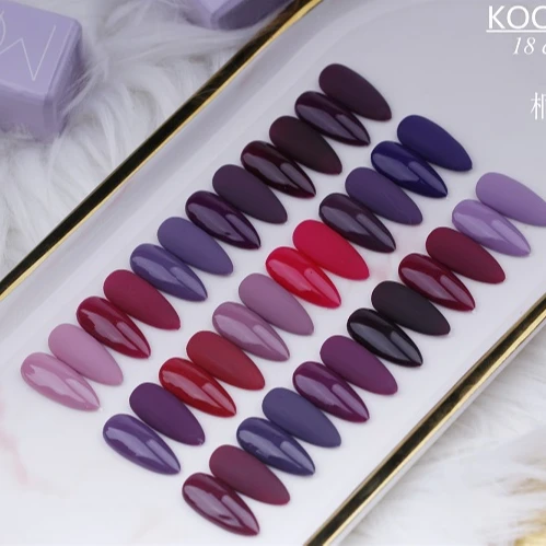 

Best Selling 15 ml 18 Purple Esmaltes Gel Color Gel Nail Polish Set With Color Chart Display For Nail Salon, 18 pruple colors