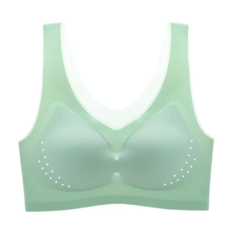 

big size bras Breathable Mesh breathable 2non-marking solid color yoga sports tank top type girl large size latex luxury bra