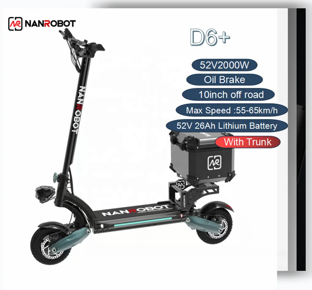 

NANROBOT D6+ Electric Scooter With 52V 26A Removable Battery Off-Road E-scooter Adult With Seat Dual Brushless 2000w Motors