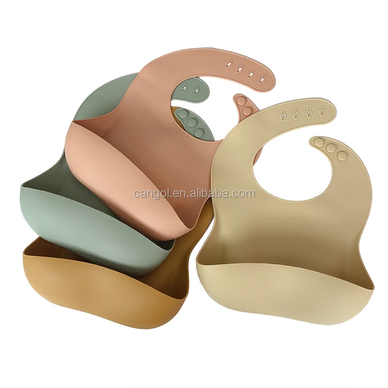 
Comfortable Silicone Feeding Bib Waterproof Adjustable Snaps Baby Bibs For Infants And Toddlers With Food Catcher Pocket 