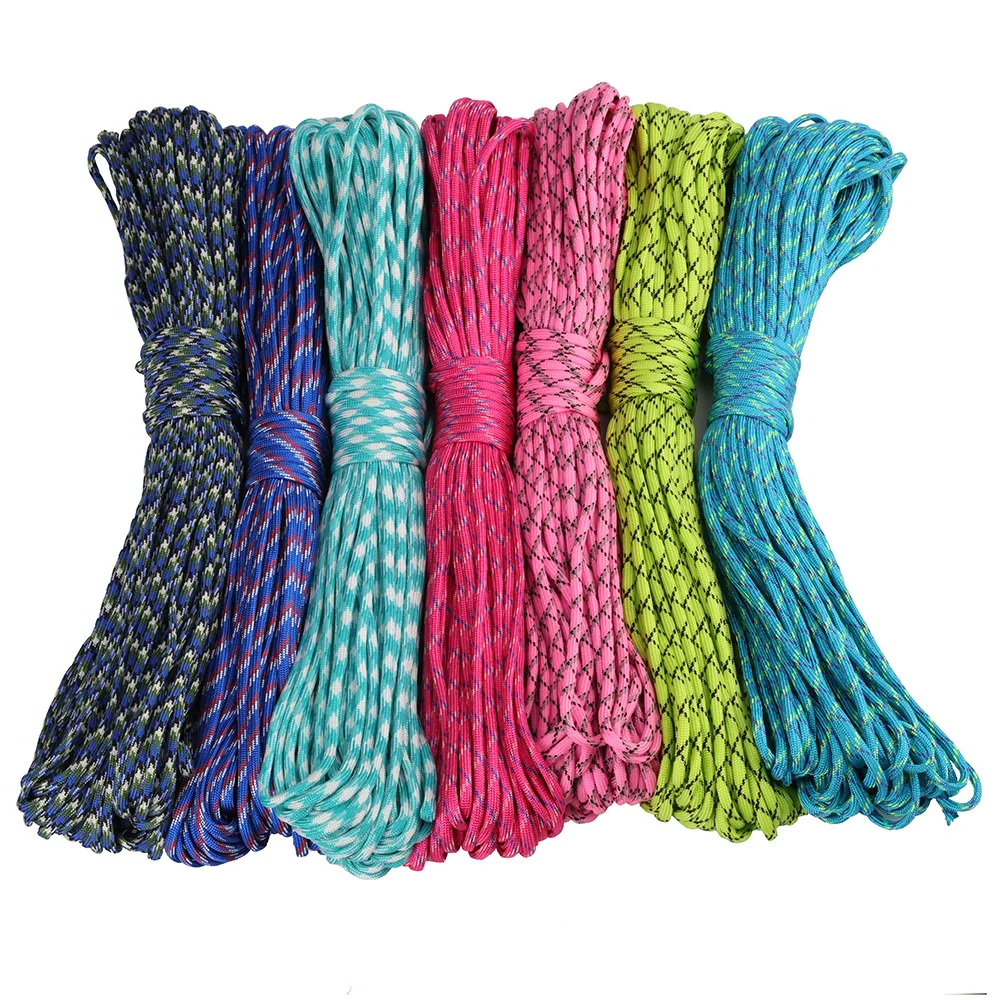 

wholesale 7 strands braided nylon parachute rope survival 550lbs 100meters cord 4mm camping paracord, 15 different colors