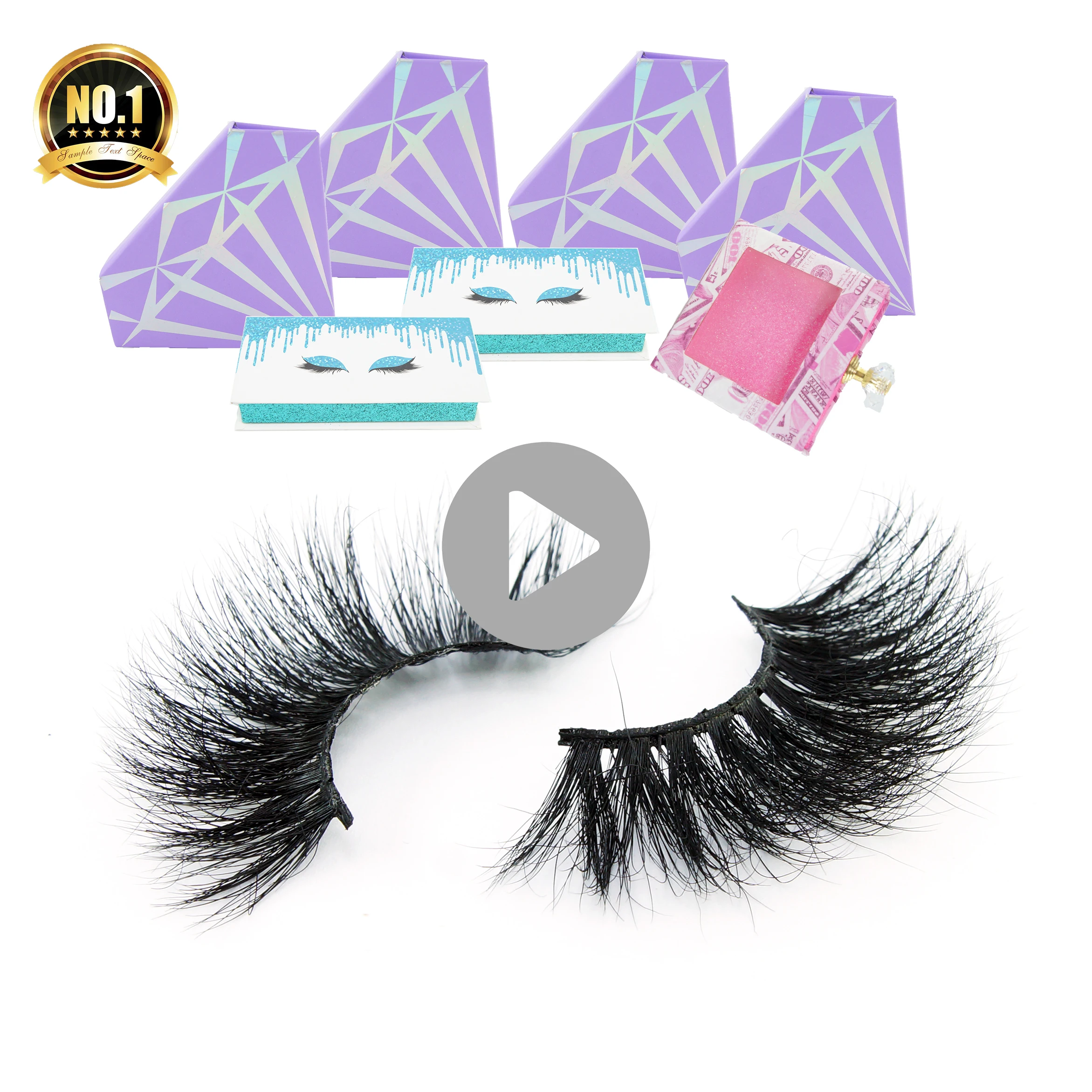 

wholesale fluffy eyelashes and packging 3d faux 25mm mink eyelash vendor handmade 25mm 3d mink eyelashes Extension, Black