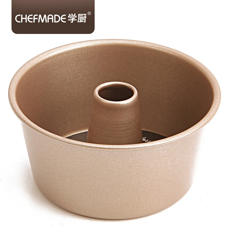 

CHEFMADE Hot-Selling Champagne Gold Non Stick Bread Baking Mold 4 Inch Mini Angle Food Cake Pan