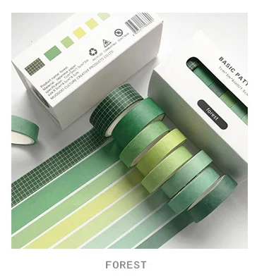 

Black Washi Tape Set Printing Forest Rainbow Washi Tape Set