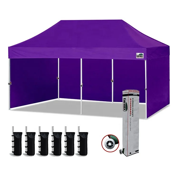 

Eurmax 10x20ft Pop up Canopy with 4 Sidewalls Outdoor Sunshade Tent Event Trade Show Canopy Purple