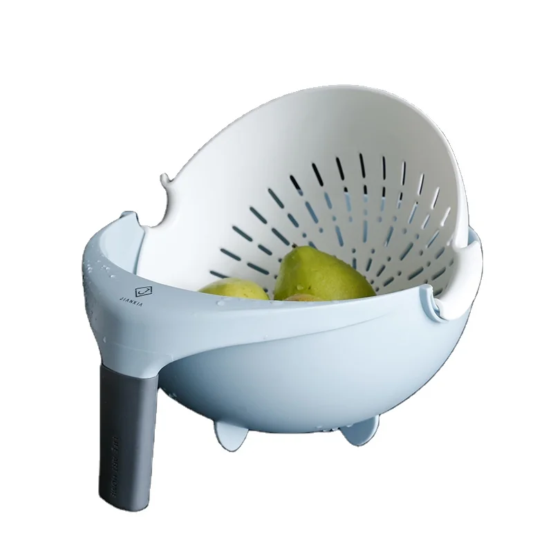 

Hot Sale Creative Tabletop Fruit Drain Basket Plastic Washing Bowl Double Drain Basket Handle, Multi color