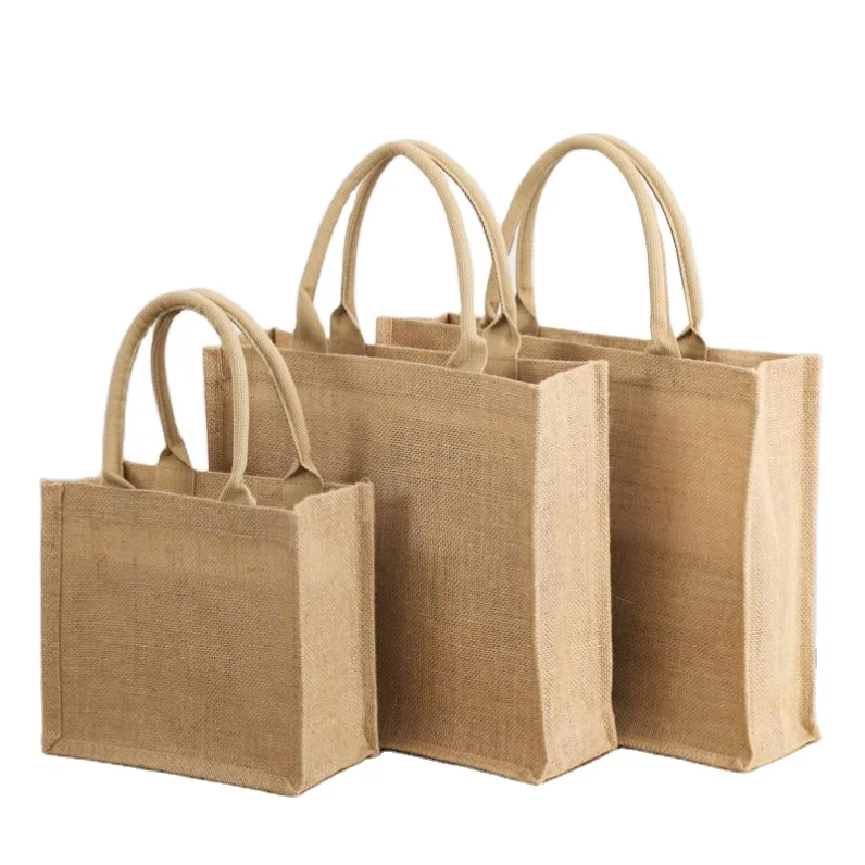 

No minimum order Waterproof Shopping Bag Portable burlap jute tote High Quality eco canvas Jute Bag, Natural color