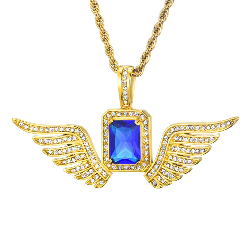 

Creative Wing Flying Wing Luxury Full Diamond Gold-Plated Necklace Hip-Hop Hiphop Personality Pendant