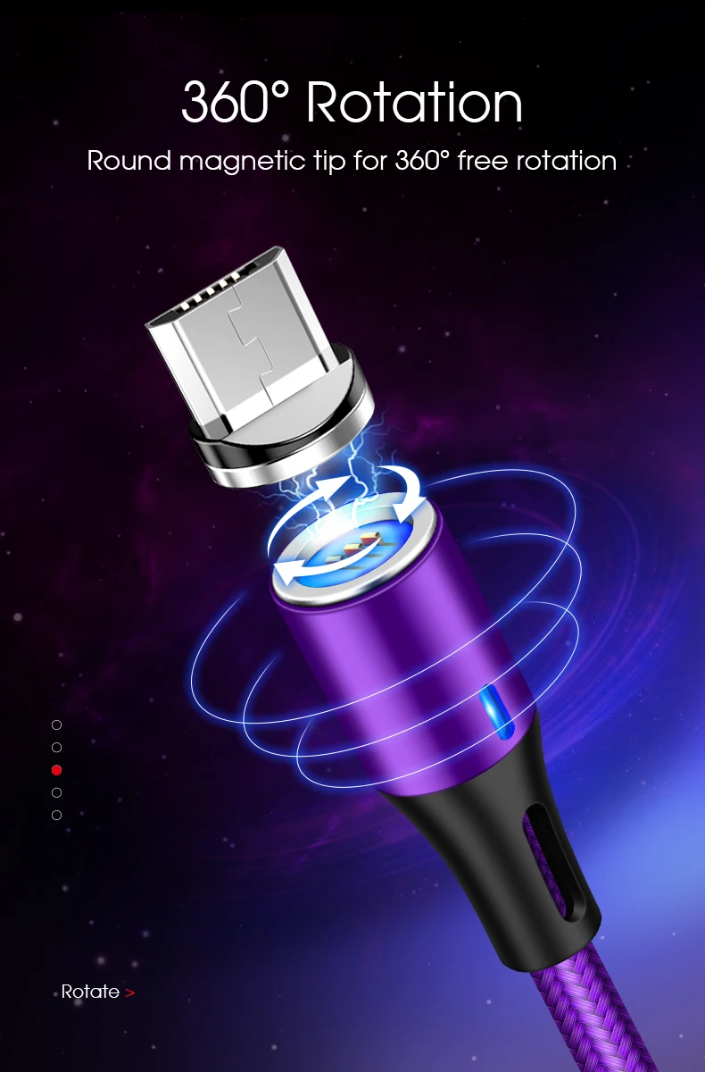 Vothoon 3 in 1 Magnetic Fast Charging Cable 3A USB Type C Fast Cable Micro USB Data Cable - ANKUX.COM