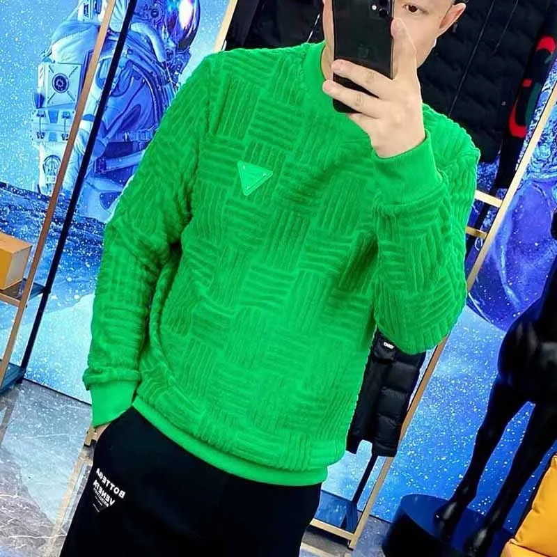 

Latest design men's quick dry crew neck sweatshirts custom logo embossed sweatshirt oversize T shirts for Men, Green